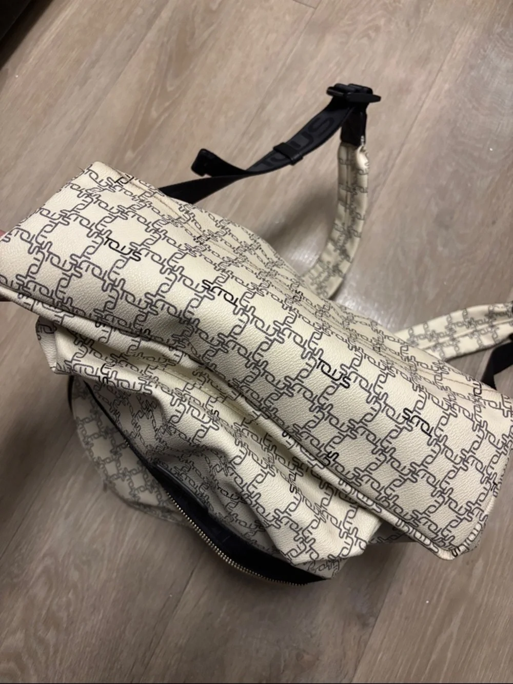 Cream‎ Monogram Backpack with Black Accents